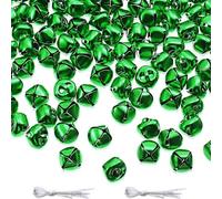 24 Pieces Christmas Jingle Bells, 25mm Craft Bells with Haging Strings for Wreath, Holiday Home Decor, Jewelry Making and Christmas Tree Decoration Green