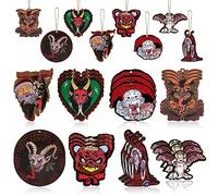 24 Pieces Christmas Krampus Wooden Ornaments Scary Krampus Christmas Hanging Ornaments Farmhouse Merry Krampus Wood Hanging Decor for Christmas Tree Decorations