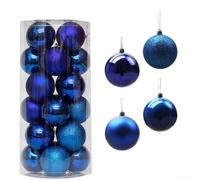 24 Pieces Christmas Tree Baubles Mini Baubles Hanging Ball Christmas Ornaments for Christmas Party Decoration(Royal blue)