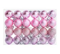 24 Pieces Christmas Tree Decoration Pumpkin Baubles Mini Christmas Balls 3CM Baubles for Xmas Halloween Hanging Decorations, Pink Bauble