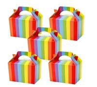 24 Pieces Colorful Party Box 15x9x9cm Thickened Paper Gift Packaging Box with Lid Rainbow Treat Boxes Candy Snacks Gift DIY Boxes Birthday Wedding Supplies Party Lunch Baby Shower