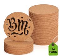 24 Pieces Cork Coasters for Drinks, GOH DODD Absorbent Blank Coasters for DIY Crafts Laser Engraving Sublimation Wood Burning Plants Painting Housewarming Gifts Wedding Education, Round, 4 Inch