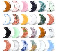 24 Pieces Crescent Moon Shaped Gemstones Bulks 0.7 Inch Moon Shaped Crystal Worry Stones Bulks Multicolor Moon Gemstones Carved Stones for Witchcraft Jewelry Making Meditation Balancing Pendant Decor