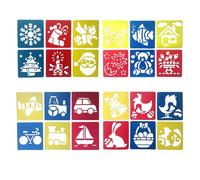 24 Pieces Drawing Stencils for Kids, 15 x 14 cm Reusable Animal and Christmas Holiday Templates, Washable Stencils for Crafts ,Creative Art Tools for Kids DIY Crafts Card Making