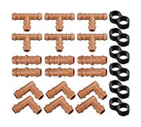 24 Pieces Drip Irrigation Fittings Kit Including 6 Tees 6 Couplings Elbows End Cap Plugs Drip Irrigation Connectors