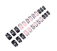 24 Pieces Elegant French Leopards Pattern Press On Nails Sparkling Rhinestones False Nails For A Stylish Look Salon Nail Art