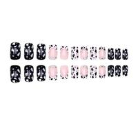 24 Pieces Elegant French Leopards Pattern Press On Nails Sparkling Rhinestones False Nails For A Stylish Look