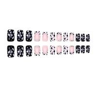 24 Pieces Elegant French Leopards Pattern Press on Nails Sparkling Rhinestones False Nails For A Stylish Look
