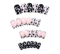 24 Pieces Elegant French Leopards Pattern Press on Nails Sparkling Rhinestones False Nails For A Stylish Look