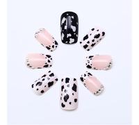 24 Pieces Elegant French Leopards Pattern Press On Nails Sparkling Rhinestones False Nails For A Stylish Look