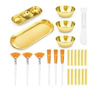 24 Pieces Facial Bowls and Brushes Set for Esthetician Supplies, Flat & Fan Brush for Facial with Mixing Bowls, Serving Tray, Spatula & Compressed Sponge, Cosmetic Face Applicator Tool (24 Pieces)