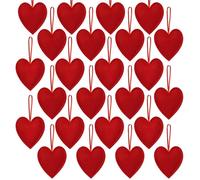 24 Pieces Felt Heart Hanging Ornament Valentines Day Heart Shaped Ornaments for Wedding Valentine Day Anniversary Christmas Party Decorations (Red)