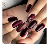 24 Pieces French False Nails With Floral And Stripes Full Covers Stick On Nails Manicure Artificial Nails Art For Women