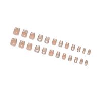 24 Pieces French Press On Nails Short False Nails Cats Eyes Stick On Nails Beads Flowers Acrylic Nails For Party