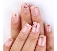 24 Pieces French Press On Nails Short Stick On Nails Heart Artificial Nails Valentine's Day False Nails For Women