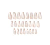 24 Pieces French Tip Long Press-On Artificial Pearl Decorations Include Nail- for Women Girl Art