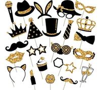 24 Pieces Funny Photo Booth Props, 1920s Party Photo Booth Props Roaring, Supreme Party Photo Booth Props Kit - 24 Distinctive Designs for Birthday Parties, Proms, New Year Celebrations & More