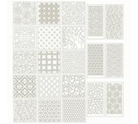 24 Pieces Geometric Drawing Stencil Set Template Kit Pattern Sheet for Reusable Tracing Spraying Brushing Decorating Flexible PET Suitable for Craft Rooms Furniture Walls Floors Interior Updates