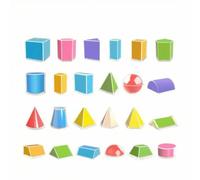 24 Pieces Geometric Teaching Aid Geometry Solids Classroom Set Teaching Models Shapes Kit Construction Hands-On Study Visual Learning Suitable for teachers students homeschooling