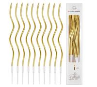 24 Pieces Gold Birthday Cake Candles,Spiral Cake Candles with Holders,15CM Long Twisty CupcakeCandles Topper for Birthday Wedding Baby Party Decorations(Gold)
