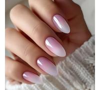 24 Pieces Graduates Glue Nails Shiny False Nails Short Round Press On Nails Reusable Artificial Acrylic Nails