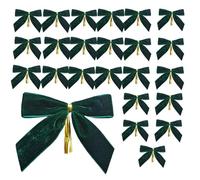 24 Pieces Green Velvet Bows For Christmas Tree Festive Garland and Wrapping Decor