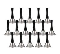 24 Pieces Hand Silver Steel Service Handbells Black Wooden Handle Diatonic Metal Musical Percussion (White)
