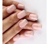 24 Pieces High Gloss Press On Nails, Short Square False Nails, Reusable Stick On Nails, French Artificial Nails, Easy To Apply