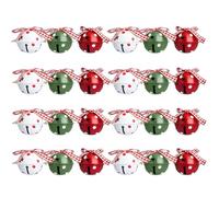 24 Pieces Jingle Bells Decorations - Metal Craft Bells with Clear Sound for Tree, Door, Party & DIY Crafts | Durable Reusable Bell in Red, White, Green