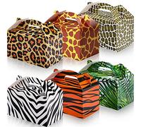 24 Pieces Jungle Safari Animals Party Favor Boxes Zoo Animal Gift Bags Birthday Treat Boxes Party Bags Candy Goodies for Kids Picnic Safari Party Decoration