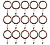 24 Pieces Large Wooden Drapery Curtain Rod Rings with Clips for 1.75 inch to 2 inch Rod Pole, 2.2 inch Inner Diameter, Natural Rosewood (24, 2.2 INCH Inner Dia)