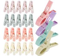24 Pieces Laundry Pegs with Basket, 20 Small Accounts + 4 Large Counts, Bars, Outdoor Laundry Pegs, Non-Slip Clothespins, Coloured Plastic Pegs, Strong Strength