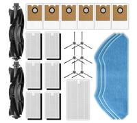 24 Pieces M2 Pro Replacement Parts for Lefant M2 Pro/ M2S Pro Robot Vacuum, 2 Roller Brushes, 6 Side Brushes, 6 HEPA Filters with Foam Filters, 3 Mop Pads, 6 Dust Bags, 1 HEPA Filter for Base Station
