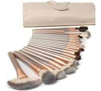24 Pieces Makeup Brush Set Premium Synthetic Foundation Face Powder Blush Eye shadow Brushes Makeup Kit Perfect For Women, Girls, and Christmas Gifts (Beige) (Beige, 24Pcs)