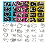 24 Pieces Metal Puzzles for Adults, Metal Brain Teaser Puzzles, Mini Iq Metals Puzzle, Portable Metals Puzzle Games for Party Favor and Challenge