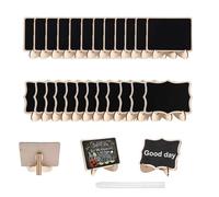 24 Pieces Mini Chalkboard Signs with Stands, 10x10cm Small Blackboard with 1 White Chalk, Erasable Chalkboard Signs for Food Labels,Table Numbers, Message Boards, Wedding or Birthday Parties