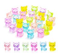 24 Pieces Mini Fox Animals Luminous Mini Resin Animals Mini Fox for Dollhouse Micro Fairy Garden Landscape Aquarium Fox Birthday Decorations