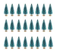 24 Pieces Mini Snow Trees Frost Bottle Brush Trees Plastic Winter Ornaments for DIY Room Decor Home Table Top Decoration Diorama Models, Deep Green 4.5cm