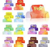 24 Pieces Monthly Tabs Planner Stickers Month Adhesive Tabs Designer Accessories Decorative Monthly Index Colorful Neutral Metallic Watercolor Pattern for Office Study Planners Organizations