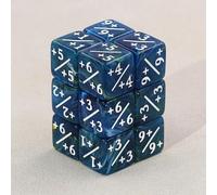 24 Pieces MTG Dice Counters Set +1/+1 Life Counter Tokens with Grey Storage Bag - Vibrant D6 Dice, Perfect 16mm Dice for MTG, TCG & Card Games(Blue+Yellow Silk)