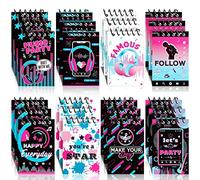24 Pieces Music Mini Notepads Social Media Theme Notebook Set Music Birthday Party Favors Memo Spiral Notebooks Bulk Party Prizes for Teens Kids Birthday Gift Bags Fillers School Supplies(Classic)