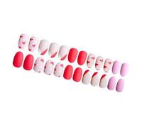 24 Pieces Nails Short Press Heart Pattern Stick-on Nails Mat With Nails Stylish Women Girls Easy To Use