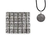24 Pieces Norse Viking Rune Beads Hair Beard Pendant and Compass Pendant for Bracelet Pendant Necklace Beard Dreadlocks Hair DIY Bracelet Jewelry Pendants (Silver)