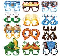 24 Pieces October Festival Party Decorations Bavarian Beer Festival Paper Eyeglasses Funny Photo Booth Props Glasses for German Theme October Festival Party Favors Supplies