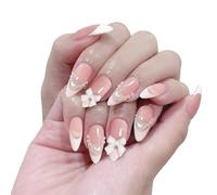 24 Pieces Of Bow Nails, Equipped With 1 Piece Of Jelly Glue And 1 Piece Of Nail Polishing Tool, Elegant Nails, Diy Manicure Materials, Removable Manicure Patches