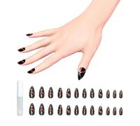 24 Pieces of Nail Pieces and 1 Pieces of Glue, Artificial Nails, Nail Art, Fake Nail Accessories, Nail Stickers, Finger Nails, Pressed Nails, Glued Artificial Nails (Red)