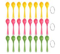 24 Pieces of Plastic Spoons and 3 Pieces of Storage Opening Rings, Long Handle Spoons, Dessert Spoons, Fruit Spoons, Ice Cream Spoons, Kitchen Utensils