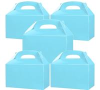 24 Pieces Party Box 15x9x9cm Thickened Paper Gift Packaging Box with Lid Blue Treat Boxes Candy Snacks Gift Boxes DIY Boxes Birthday Wedding Supplies Party Lunch Box Baby Shower