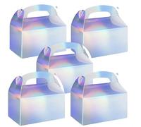 24 Pieces Party Box 15x9x9cm Thickened Paper Gift Packaging Box with Lid Iridescent Gable Boxes Candy Snacks Gift DIY Boxes Party Birthday Wedding Supplies Lunch Baby Shower