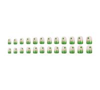 24 Pieces Patrick's Day Stick On Nails Green Shamrock Press On Nails Short Coffin Styles False Nails For Women Girls